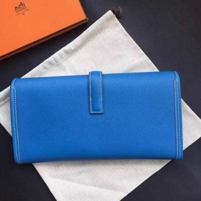 Hermes Jige Elan 29 Clutch Bag In Blue Epsom Calfskin