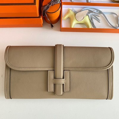 Hermes Jige Elan 29 Clutch Bag In Gris Tourterelle Epsom Leather HSBS60937