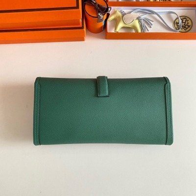 Hermes Jige Elan 29 Clutch Bag In Malachite Epsom Leather