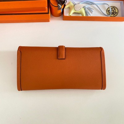 Hermes Jige Elan 29 Clutch Bag In Orange Epsom Leather