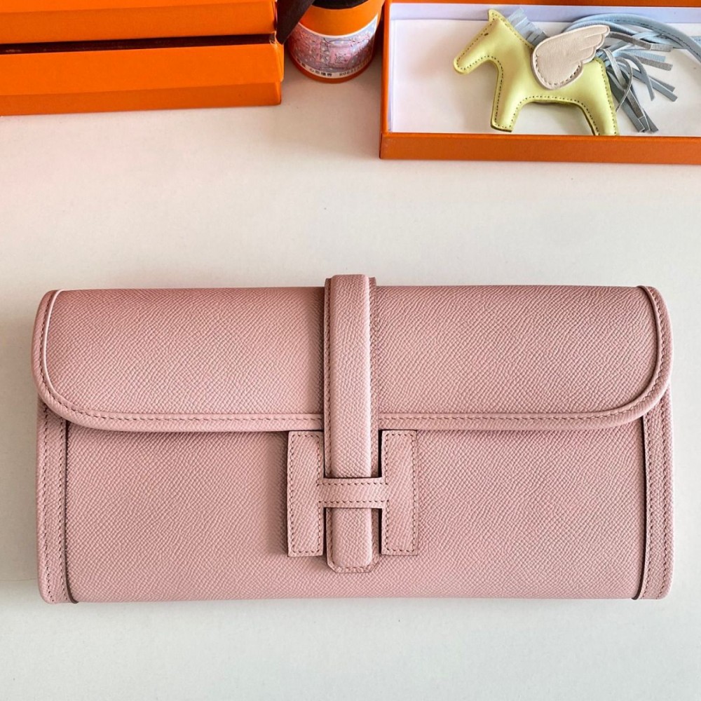 Hermes Jige Elan 29 Clutch Bag In Pink Epsom Leather