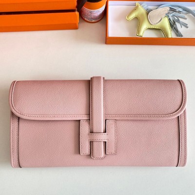 Hermes Jige Elan 29 Clutch Bag In Pink Epsom Leather HSBS60920