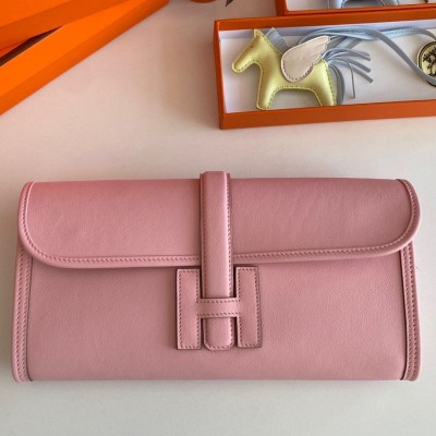 Hermes Jige Elan 29 Clutch Bag In Pink Swift Calfskin HSBS60926