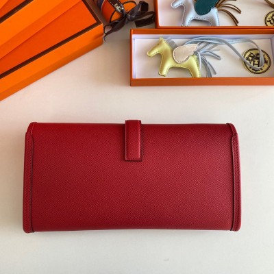 Hermes Jige Elan 29 Clutch Bag In Red Epsom Leather