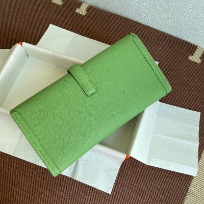 Hermes Jige Elan 29 Clutch Bag In Vert Criquet Epsom Leather