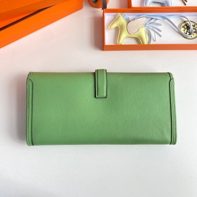 Hermes Jige Elan 29 Clutch Bag In Vert Criquet Swift Calfskin