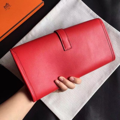 Hermes Jige Elan 29 Clutch In Red Swift Calfskin