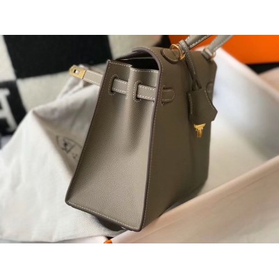 Hermes Kelly 25cm Sellier Bag In Gris Asphalt Epsom Leather