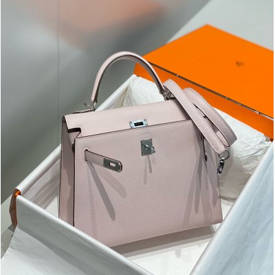 Hermes Kelly 25cm Sellier Bag In Mauve Pale Epsom Leather