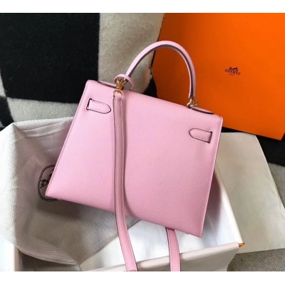 Hermes Kelly 28cm Bag In Mauve Sylvestre Epsom Leather GHW