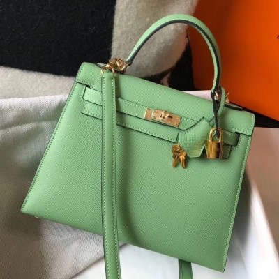 Hermes Kelly 28cm Bag In Vert Criquet Epsom Leather GHW HSBS61085