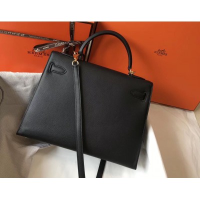 Hermes Kelly 32cm Bag In Black Epsom Leather GHW