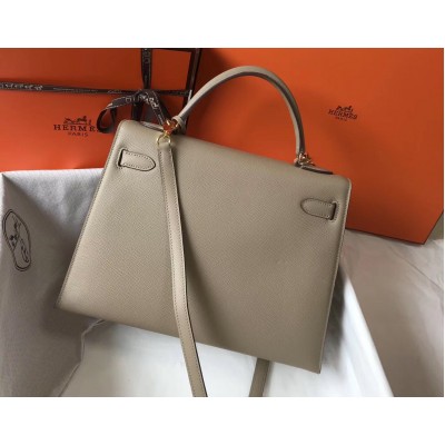 Hermes Kelly 32cm Bag In Gris Tourterelle Epsom Leather GHW