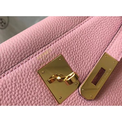 Hermes Kelly 32cm Bag In Pink Clemence Leather GHW