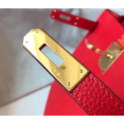 Hermes Kelly 32cm Bag In Red Clemence Leather GHW