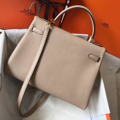 Hermes Kelly 32cm Bag In Trench Clemence Leather GHW