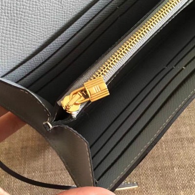 Hermes Kelly Classic Long Wallet In Ciel Epsom Leather