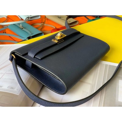 Hermes Kelly Classique To Go Wallet In Dark Blue Epsom Calfskin