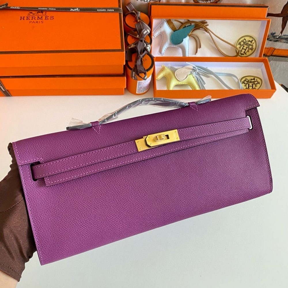 Hermes Kelly Cut Handmade Bag in Anemone Epsom Calfskin