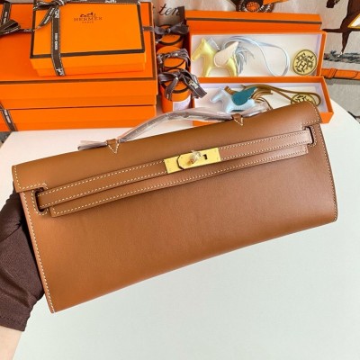 Hermes Kelly Cut Handmade Bag in Gold Swift Calfskin HSBS61192