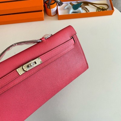 Hermes Kelly Cut Handmade Bag in Rose Lipstick Epsom Calfskin