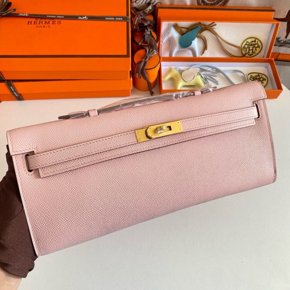 Hermes Kelly Cut Handmade Bag in Rose Sakura Epsom Calfskin