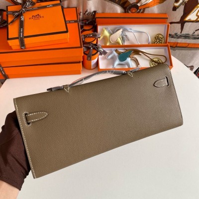 Hermes Kelly Cut Handmade Bag in Taupe Epsom Calfskin