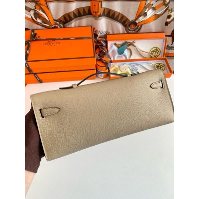 Hermes Kelly Cut Handmade Bag in Tourterelle Epsom Calfskin