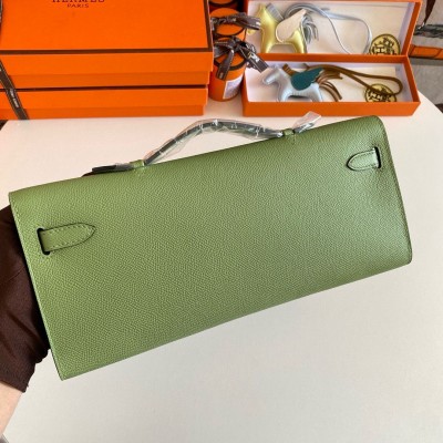 Hermes Kelly Cut Handmade Bag in Vert Criquet Epsom Calfskin