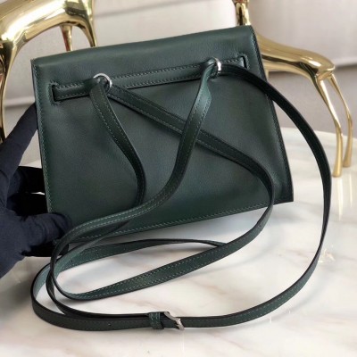 Hermes Kelly Danse Handmade Bag In Dark Green Swift Leather