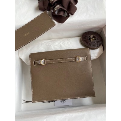 Hermes Kelly Danse II Bag In Taupe Evercolor Calfskin