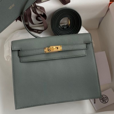 Hermes Kelly Danse II Bag In Vert Amande Evercolor Calfskin HSBS61163