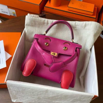 Hermes Kelly Doll Quelle Idole Bag in Rose Purple Swift Calfskin