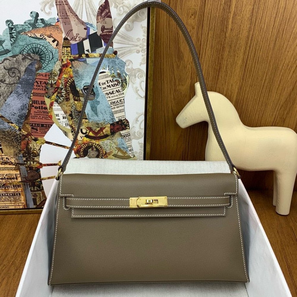 Hermes Kelly Elan Handmade Bag In Taupe Epsom Leather