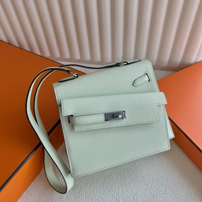 Hermes Kelly En Desordre 20 Handmade Bag in Vert Fizz Epsom Calfskin