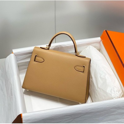 Hermes Kelly Mini II Bag In Chai Epsom Leather GHW