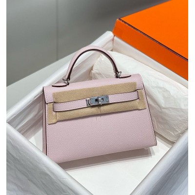 Hermes Kelly Mini II Bag In Mauve Pale Epsom Leather PHW