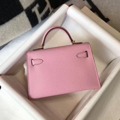 Hermes Kelly Mini II Bag In Mauve Sylvestre Epsom Leather GHW