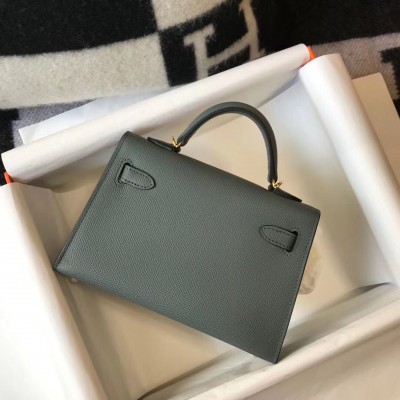 Hermes Kelly Mini II Bag In Vert Amande Epsom Leather GHW