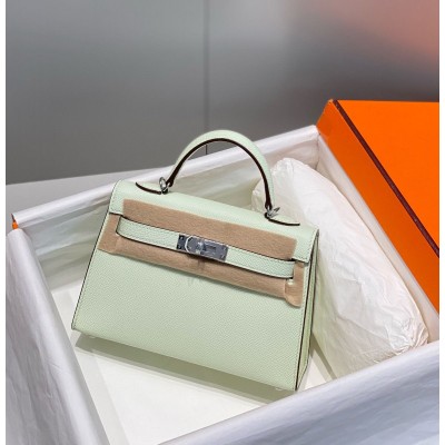 Hermes Kelly Mini II Bag In Vert Fizz Epsom Leather PHW