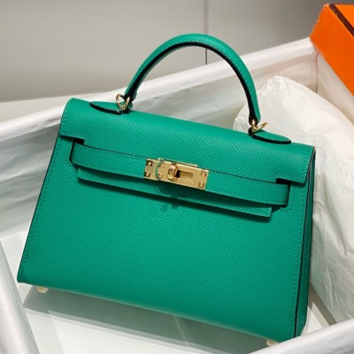 Hermes Kelly Mini II Bag In Vert Jade Epsom Leather GHW HSBS61283