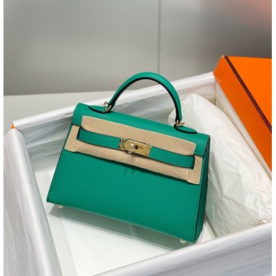 Hermes Kelly Mini II Bag In Vert Jade Epsom Leather GHW