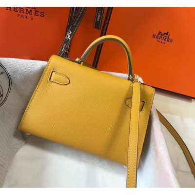 Hermes Kelly Mini II Bag In Yellow Epsom Leather GHW