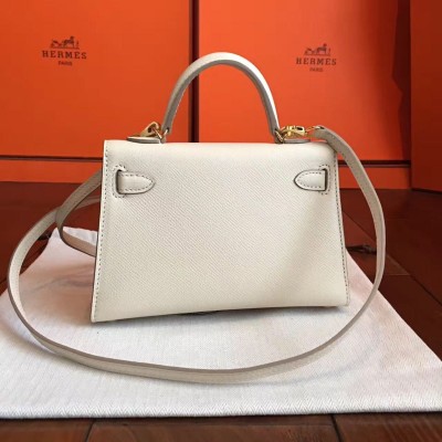 Hermes Kelly Mini II Handmade Bag In Beton Epsom Leather