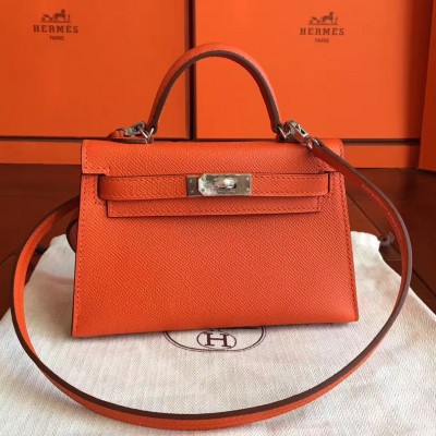 Hermes Kelly Mini II Handmade Bag In Orange Epsom Leather HSBS61280