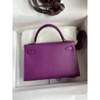 Hermes Kelly Mini II Sellier Handmade Bag In Anemone Epsom Calfskin