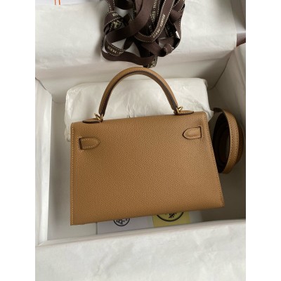 Hermes Kelly Mini II Sellier Handmade Bag In Chai Epsom Calfskin