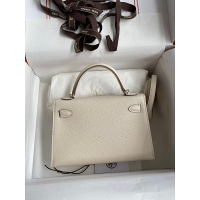 Hermes Kelly Mini II Sellier Handmade Bag In Craie Epsom Calfskin