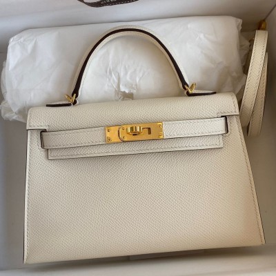 Hermes Kelly Mini II Sellier Handmade Bag In Nata Epsom Calfskin HSBS61331