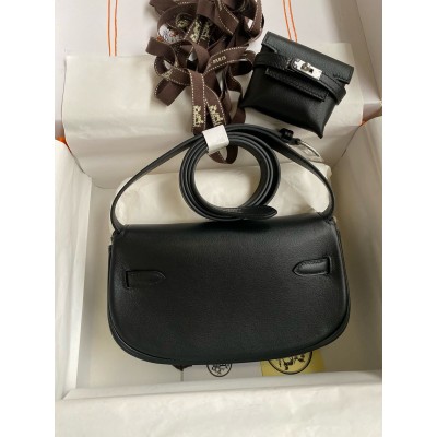 Hermes Kelly Moove Handmade Bag in Black Swift Calfskin